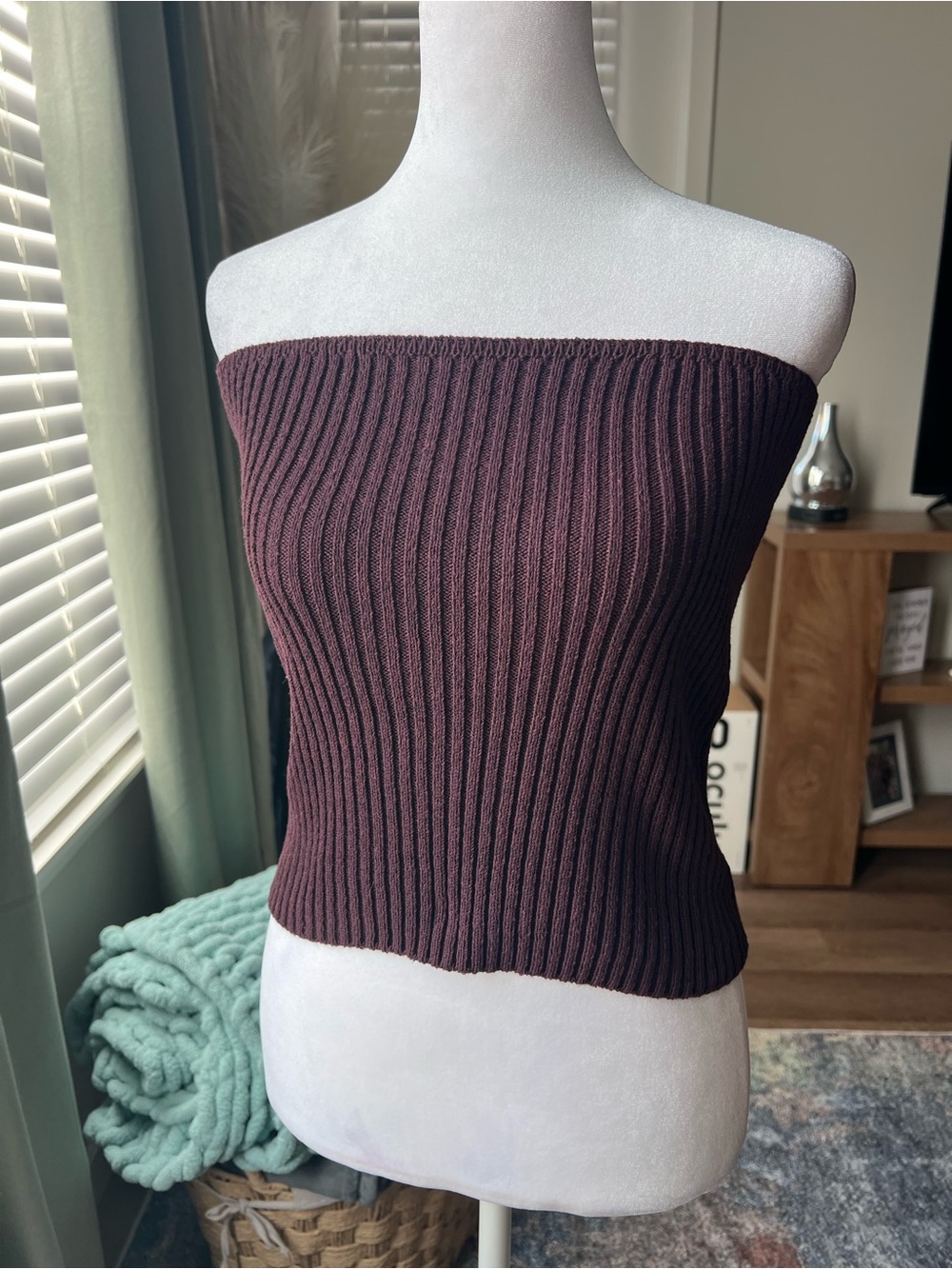 Ming Wang Ribbed Off-Shoulder Sweater - Plum